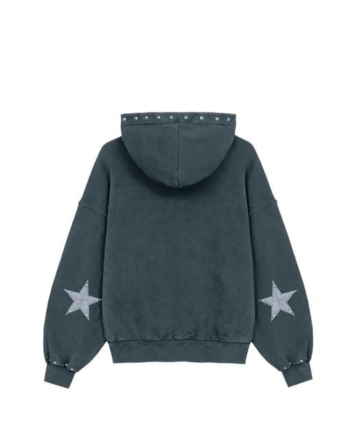 Twojeys Blue Studded Zip-Up Hoodie for men