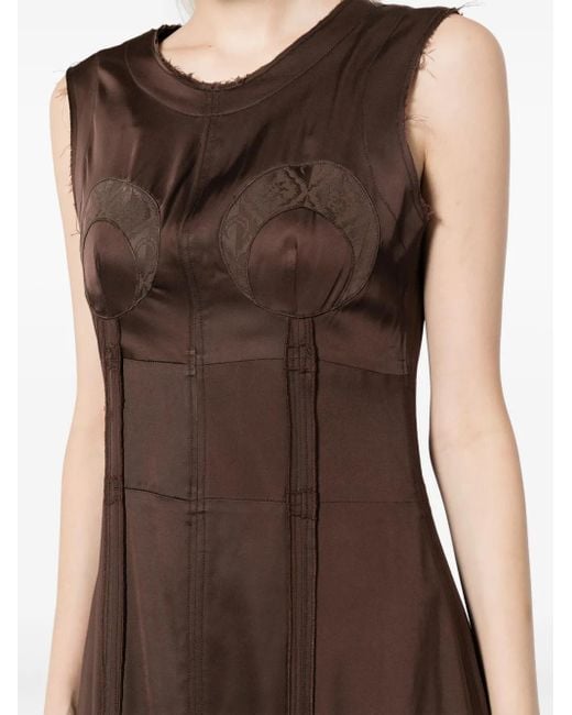 MARINE SERRE Mouwloze Midi-Jurk Met Moonogram-Jacquard in het Brown