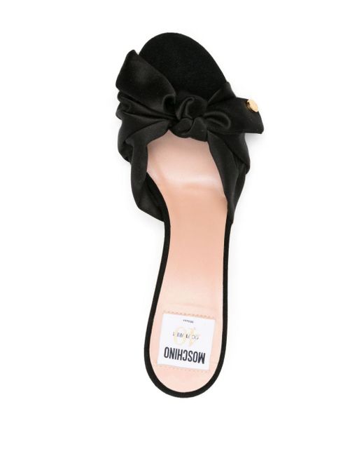 Moschino Black 65mm Bow-detail Satin Mules