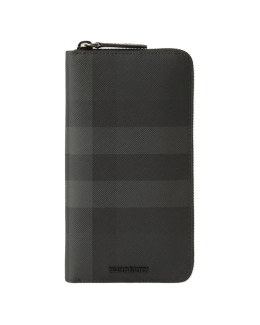 Burberry Black Check Zip Wallet for men