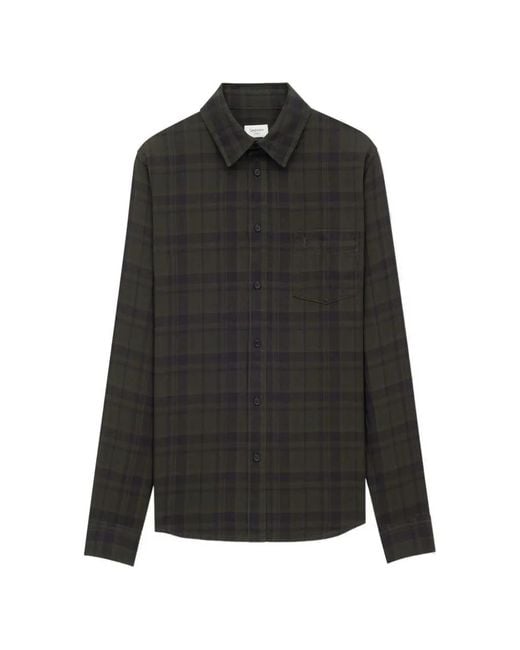 Saint Laurent Black Classic-Collar Checked Shirt for men