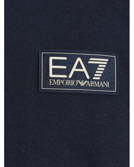 EA7 Blue Logo-Patch Polo Shirt for men