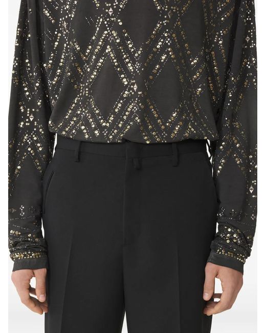 Lanvin Black Pleated Wool Trousers for men