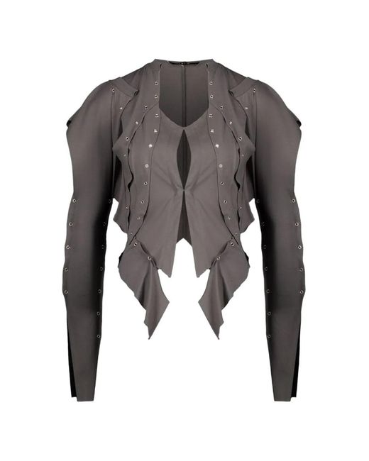 SRVC Studio Gray Eyelet Long-Sleeve Blouse