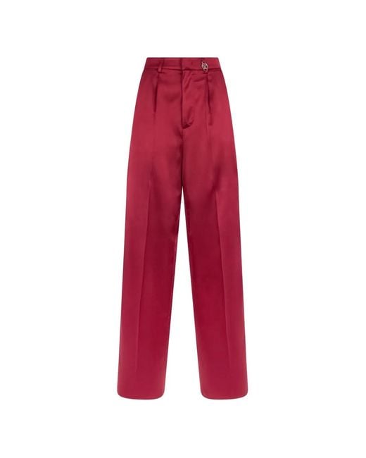 Philipp Plein Red Satin Dame-Fit Trousers