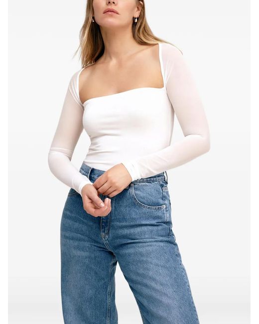 MARCELLA Blue Lucia Square-Neck Top