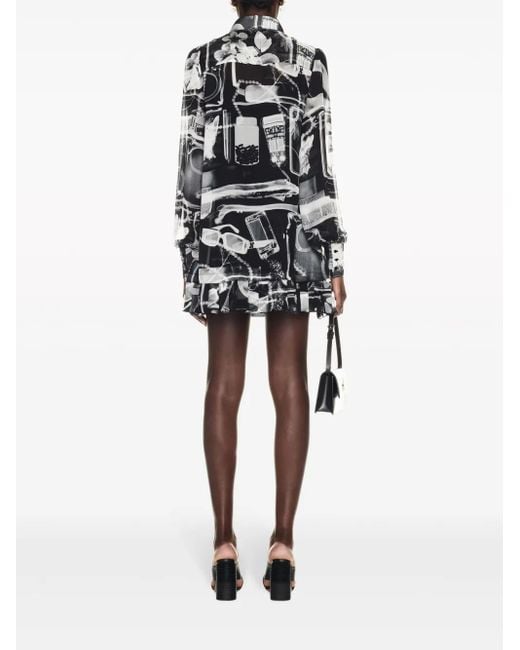 Off-White c/o Virgil Abloh Black X-Ray-Print Silk Shirt Dress
