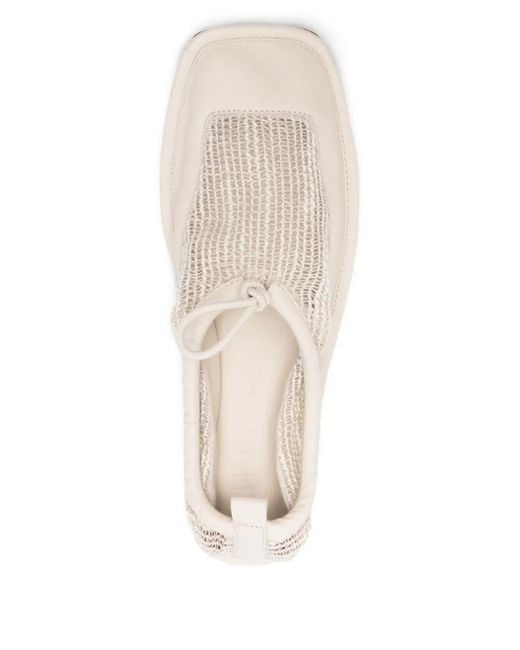Hereu White Puntera Mesh-Panel Ballet Flats
