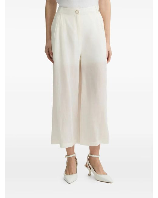 Liu Jo White Ramie Trousers With Semi-Sheer Construction
