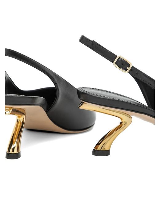 Ferragamo Black S-Shaped Heel Slingback Pumps