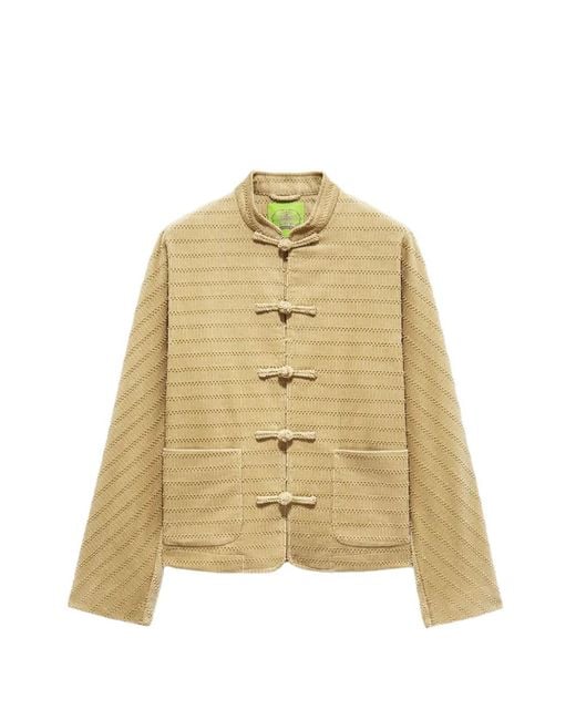 Shanghai Tang Metallic Textured Mandarin Jacket for men