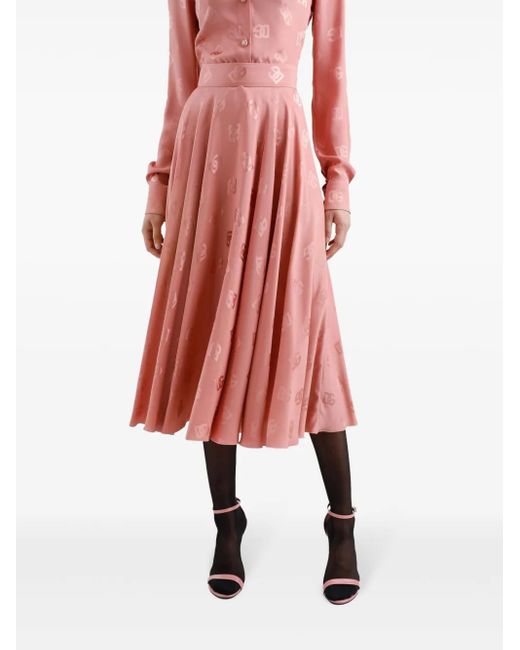 Dolce & Gabbana Dna Midi-Rok Met Monogram in het Pink