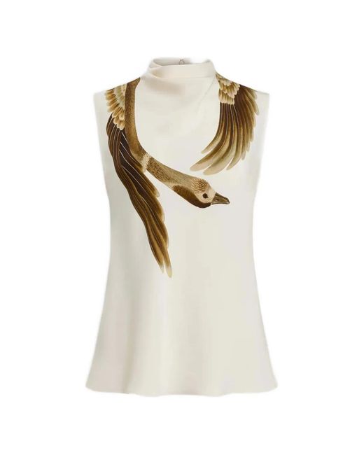 Altuzarra White Arlie Draped Goose Print Blouse