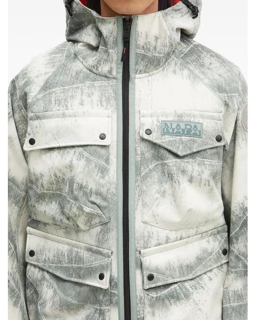 Napapijri Gray Hooded Multi-Pocket Jacket for men