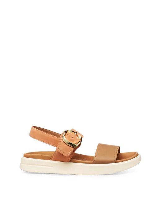 Geox Brown Xand 2S Buckle-Fastening Metallic Sandals