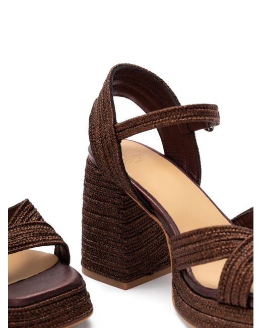 Castaner Brown Valle Metallic-Braided Sandals