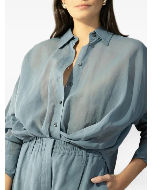 Brunello Cucinelli Blue Cotton Shirt