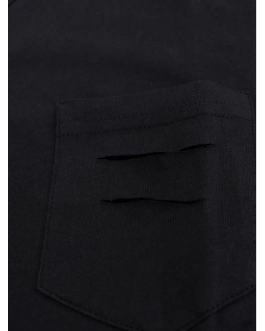Daniele Alessandrini Black Patch-Pocket V-Neck T-Shirt for men