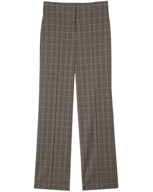 Paul Smith Gray Checked Wool Flared Trousers