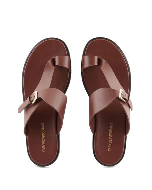 Emporio Armani Brown Leather Thong Sandals