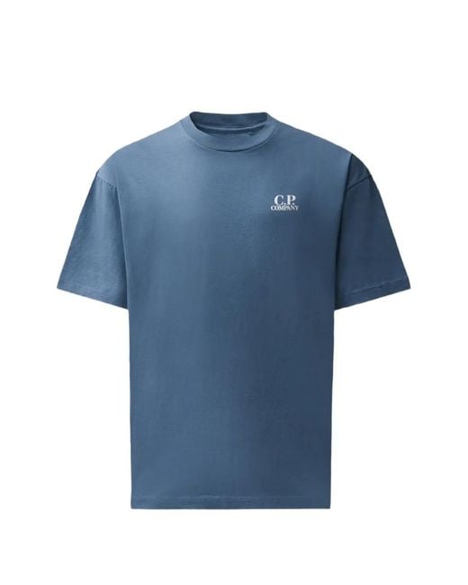 C P Company Blue Logo-Print T-Shirt for men