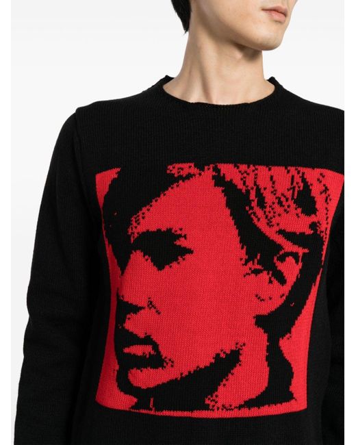 メンズ Comme des Garçons X Andy Warhol インターシャ セーター Black
