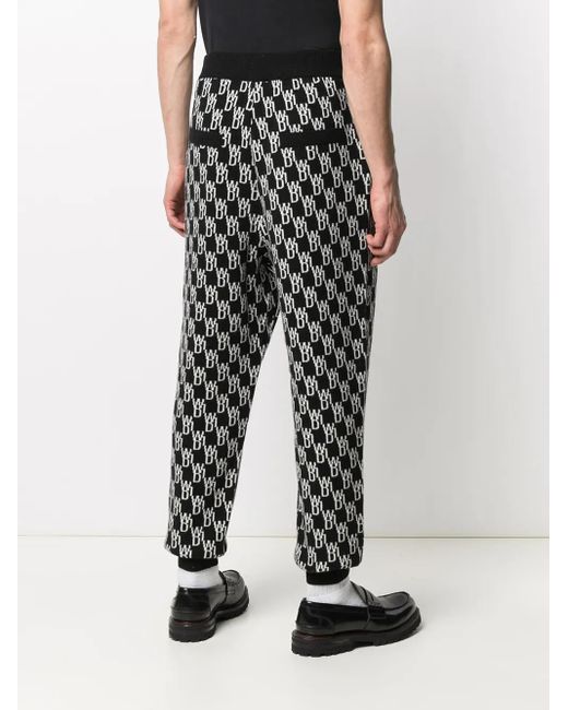 we11done Black Intarsia Knit Track Trousers for men