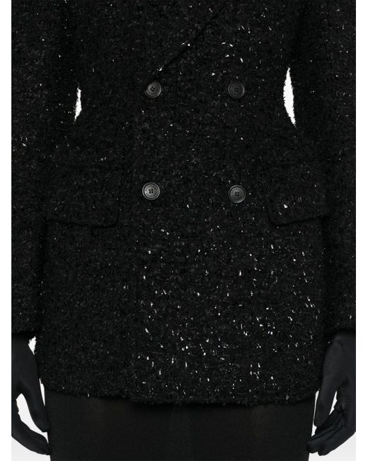 Blazer en tweed à boutonnière croisée Balenciaga en coloris Black
