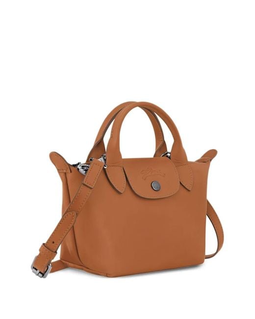 Longchamp Brown Le Pliage Xtra Xs Leather Tote Bag