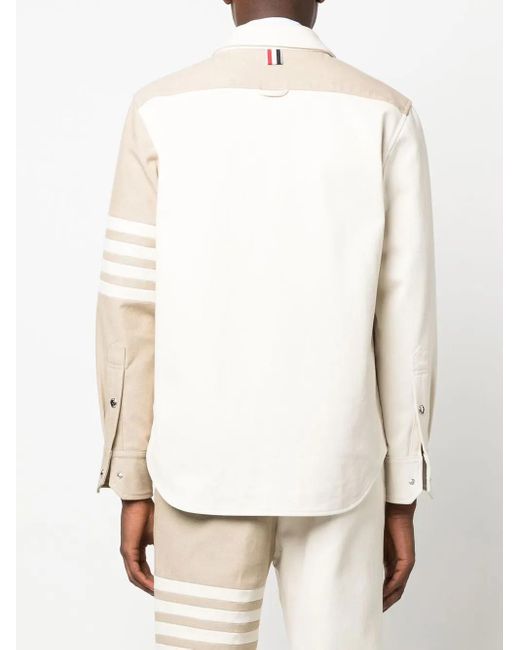 Thom Browne Natural 4-Bar Patchwork Denim Shirt for men