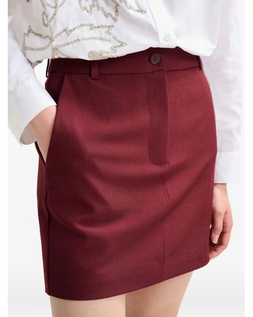 Essentiel Antwerp Red Button-Fastening Mini Skirt