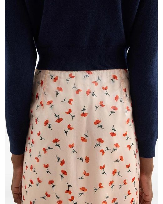 Jil Sander Pink Printed Midi Skirt