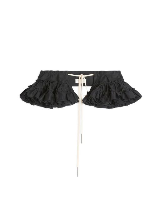Dries Van Noten Black Ruffled Tie Belt
