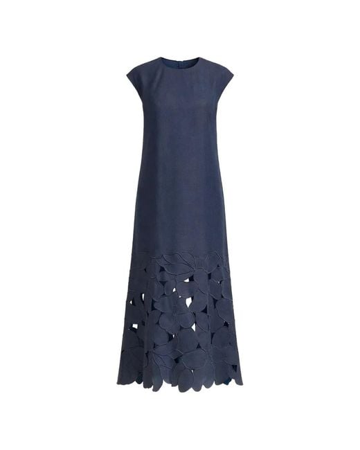 Sachin & Babi Blue Sabette Floral Laser-Cut Midi Dress