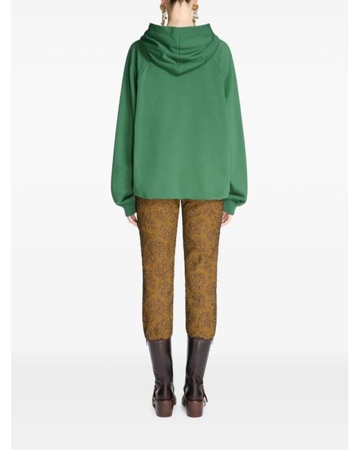 Dries Van Noten Green Draped Cotton Hoodie