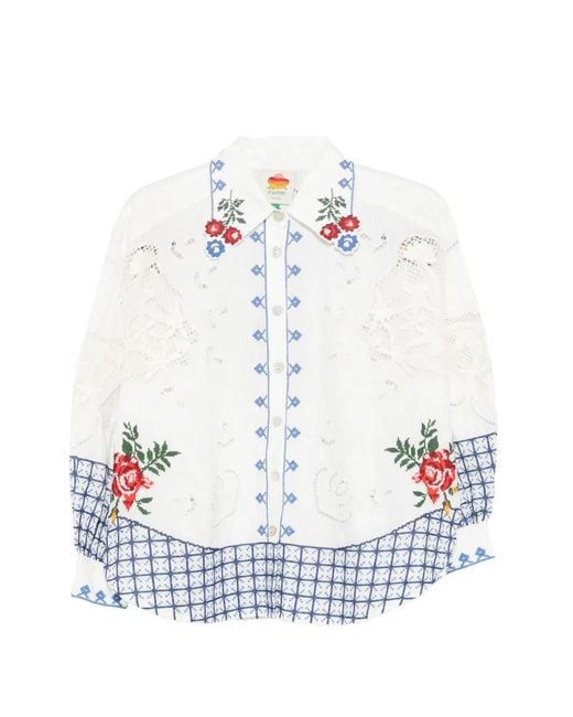 Farm Rio White Richelieu Embroidered Broderie Anglaise Top