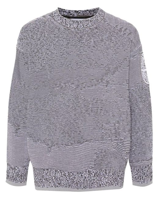 Stone Island Gray Compass-embroidered Striped Jumper for men