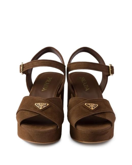 Prada Brown Suede Platform Sandals