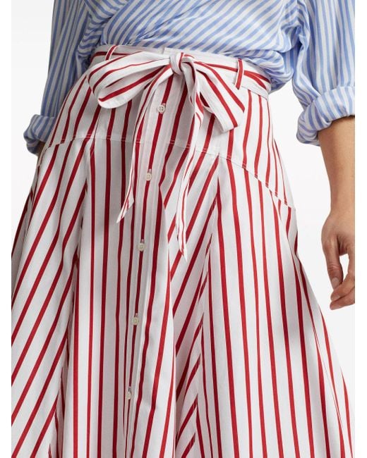 Polo Ralph Lauren Red Stripe-pattern Cotton Skirt
