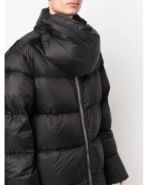 Rick Owens Black Hooded Padded Jacket for men