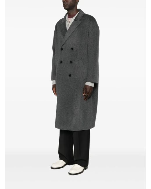 Amaranto Gray Double-Breasted Coat for men