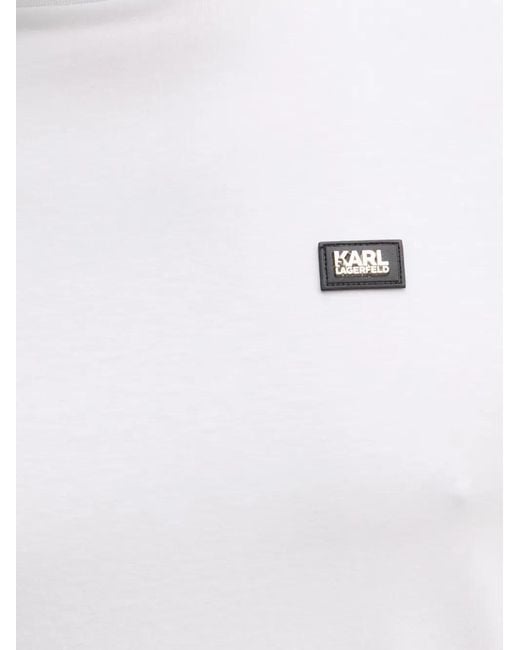 Karl Lagerfeld White Logo-Patch T-Shirt for men
