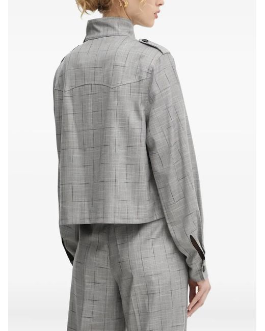 Bruuns Bazaar Gray Checked High-Neck Jacket