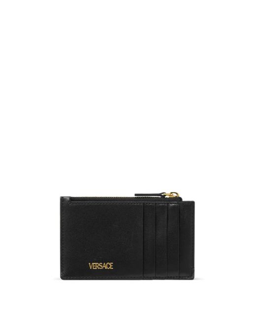 Versace Black Medusa '95 Quilted Zip Card Holder