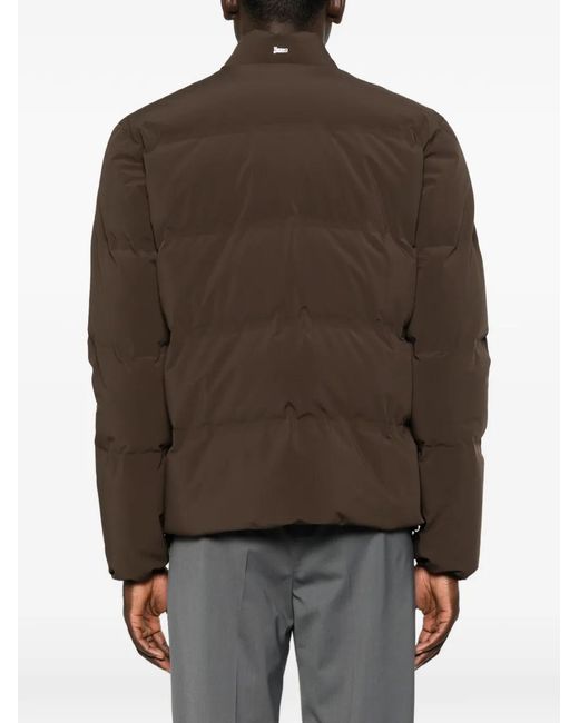 Herno Brown Quilted Press-Stud Jacket for men