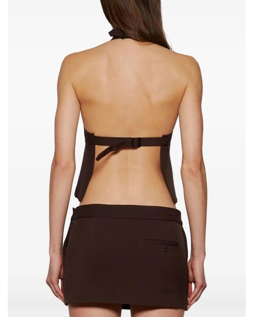 Wardrobe NYC Brown Backless Halter Top