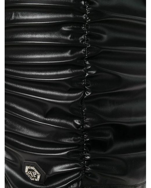 Philipp Plein Black Ruched Cocktail Dress