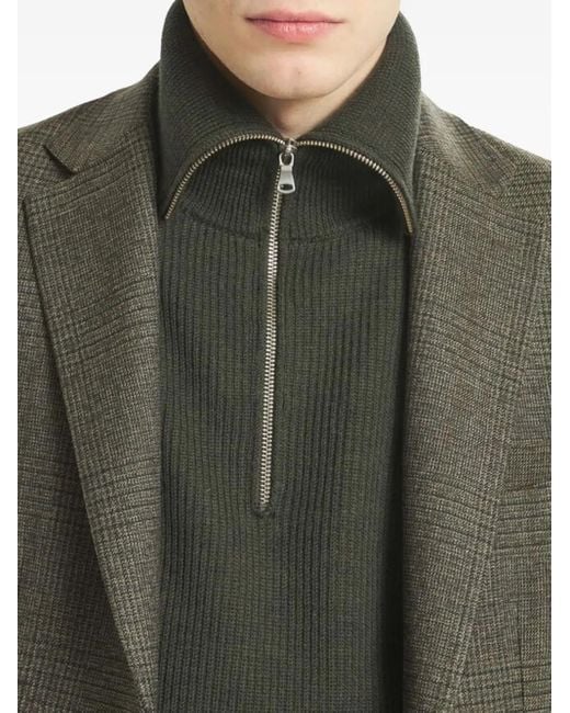 Barena Green Checked Single-Breasted Blazer for men