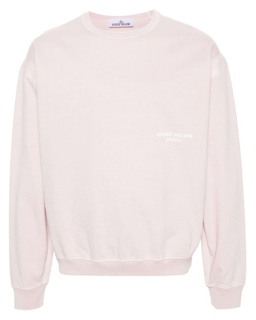 Stone Island Pink Logo-print Cotton Sweatshirt for men