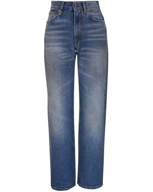 R13 Blue Distressed Straight-leg Jeans